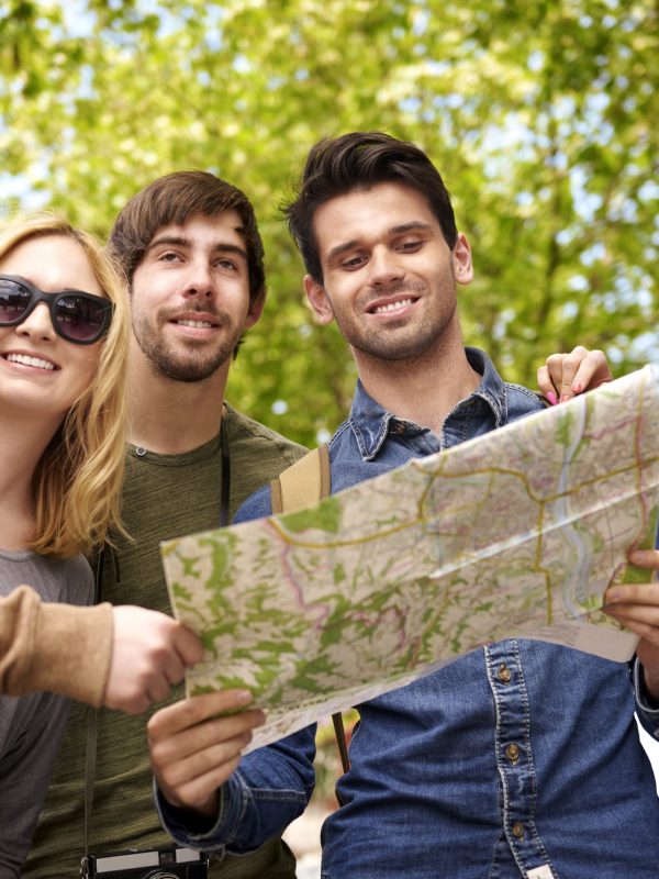 Group of people looking for their destination